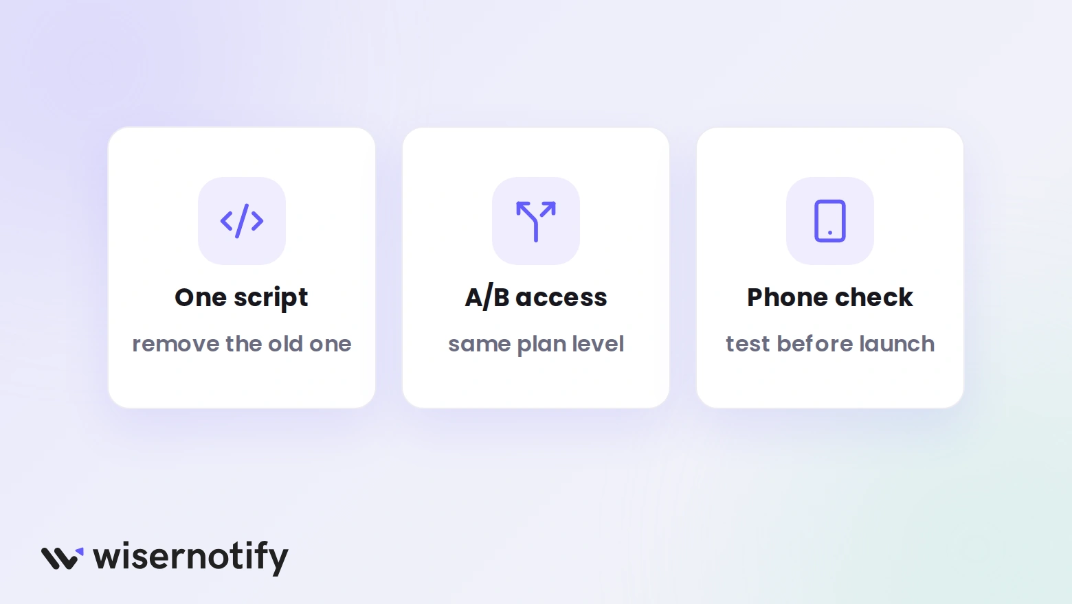 Three switching checks: keep one popup script, compare equal A/B testing access, and test on a phone