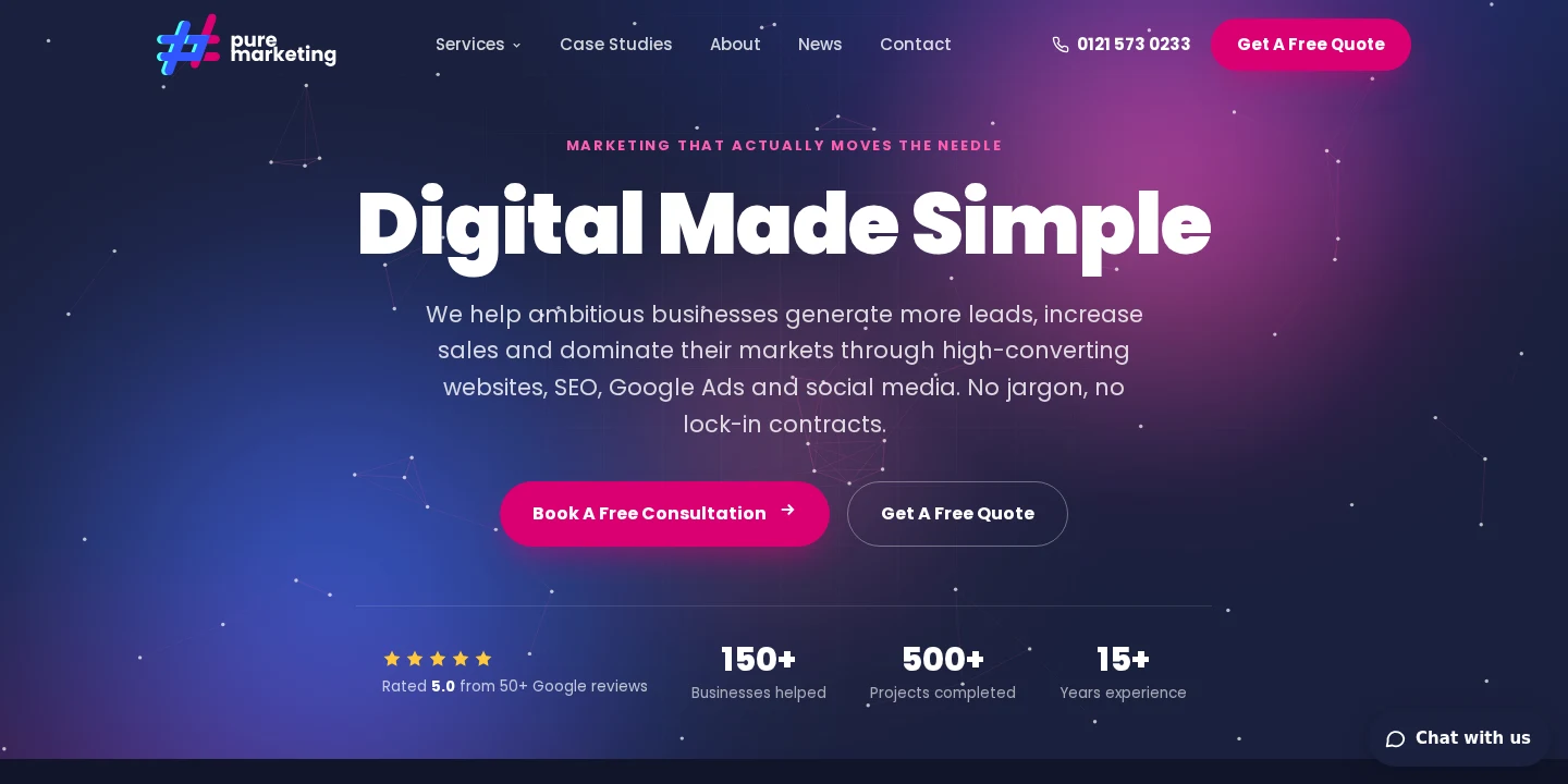 Pure Marketing homepage