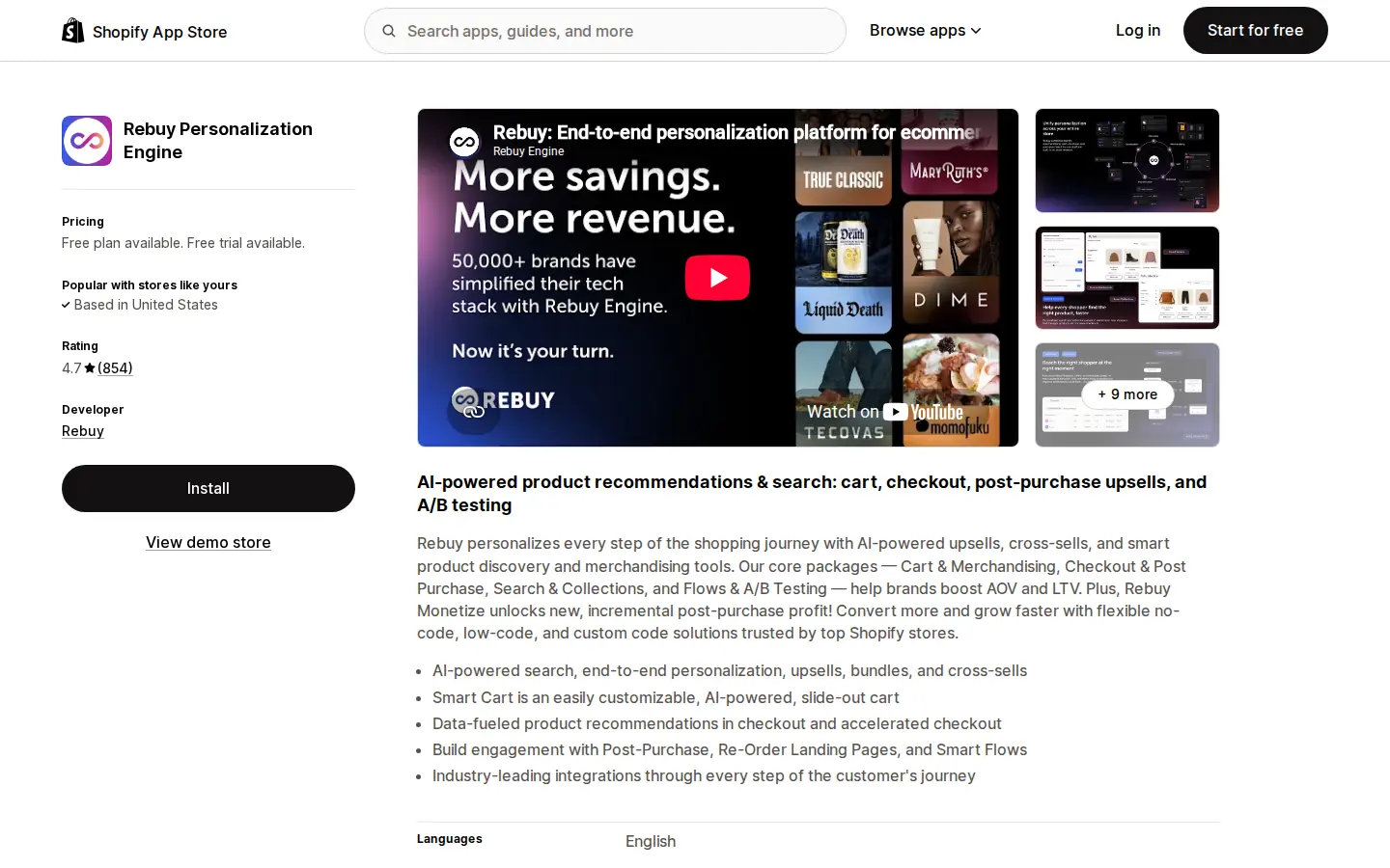 Rebuy Personalization Engine on the Shopify App Store