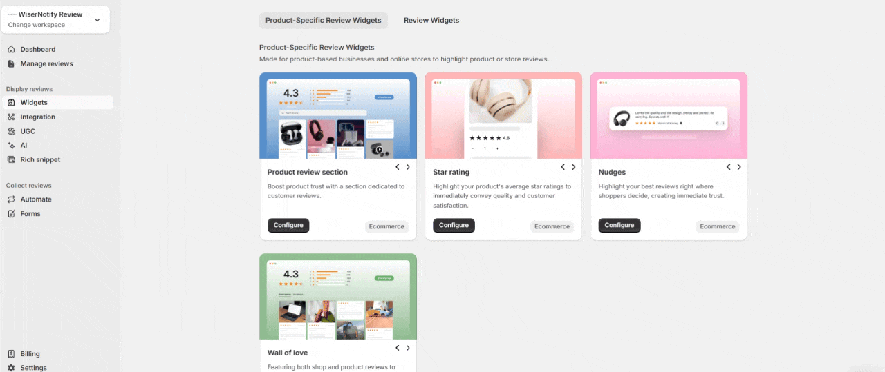 Configuring WiserReview review widgets to match a store theme