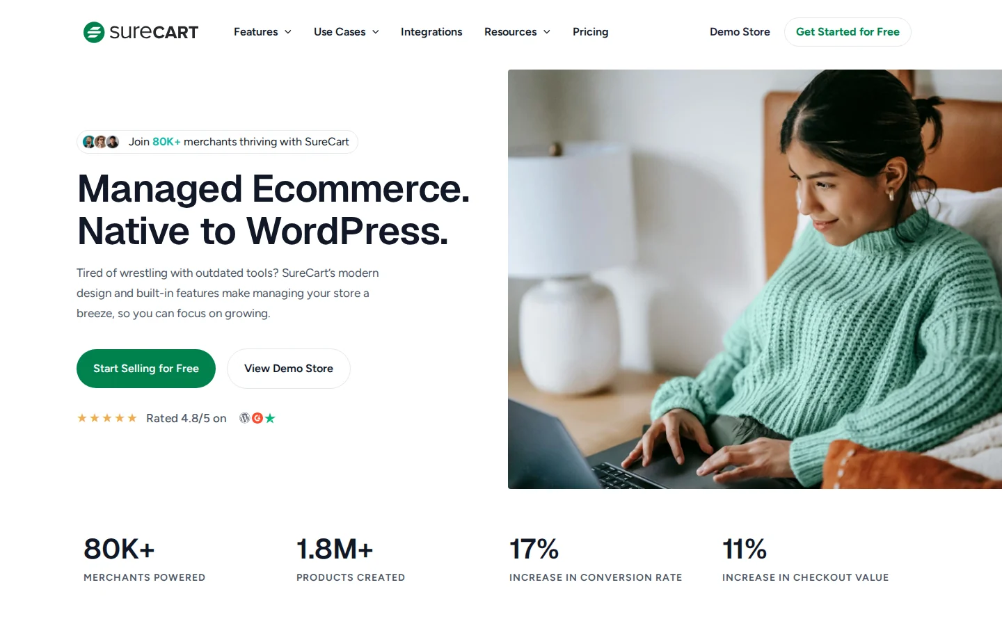 SureCart homepage