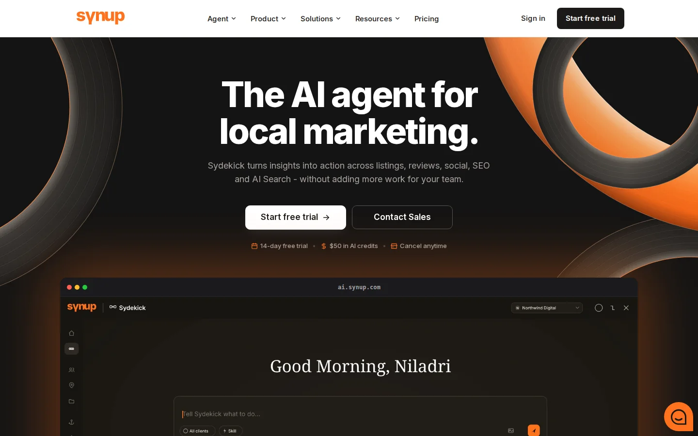 Synup homepage