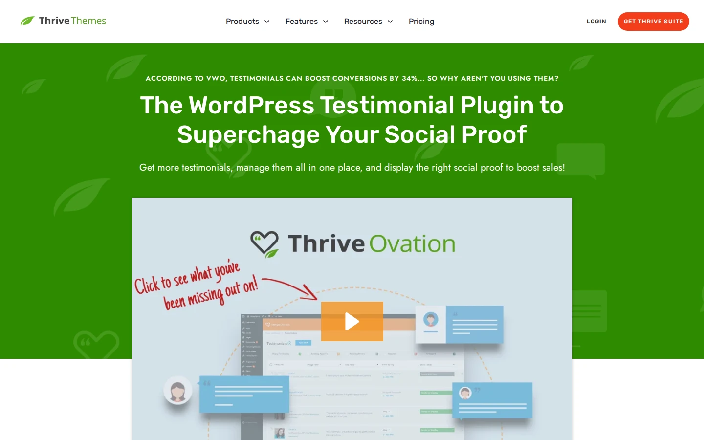Thrive Ovation homepage