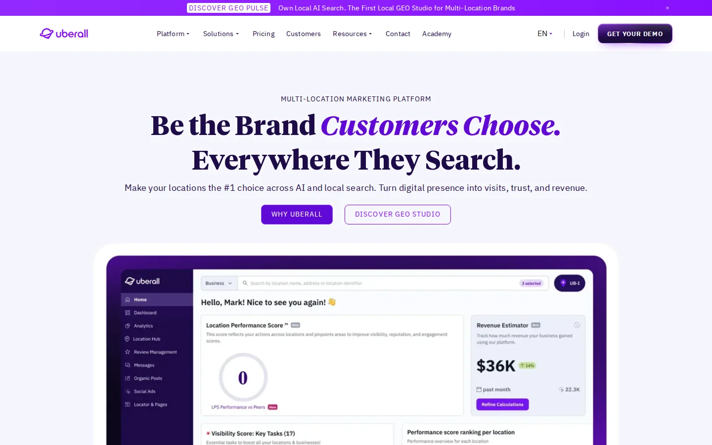 Uberall homepage