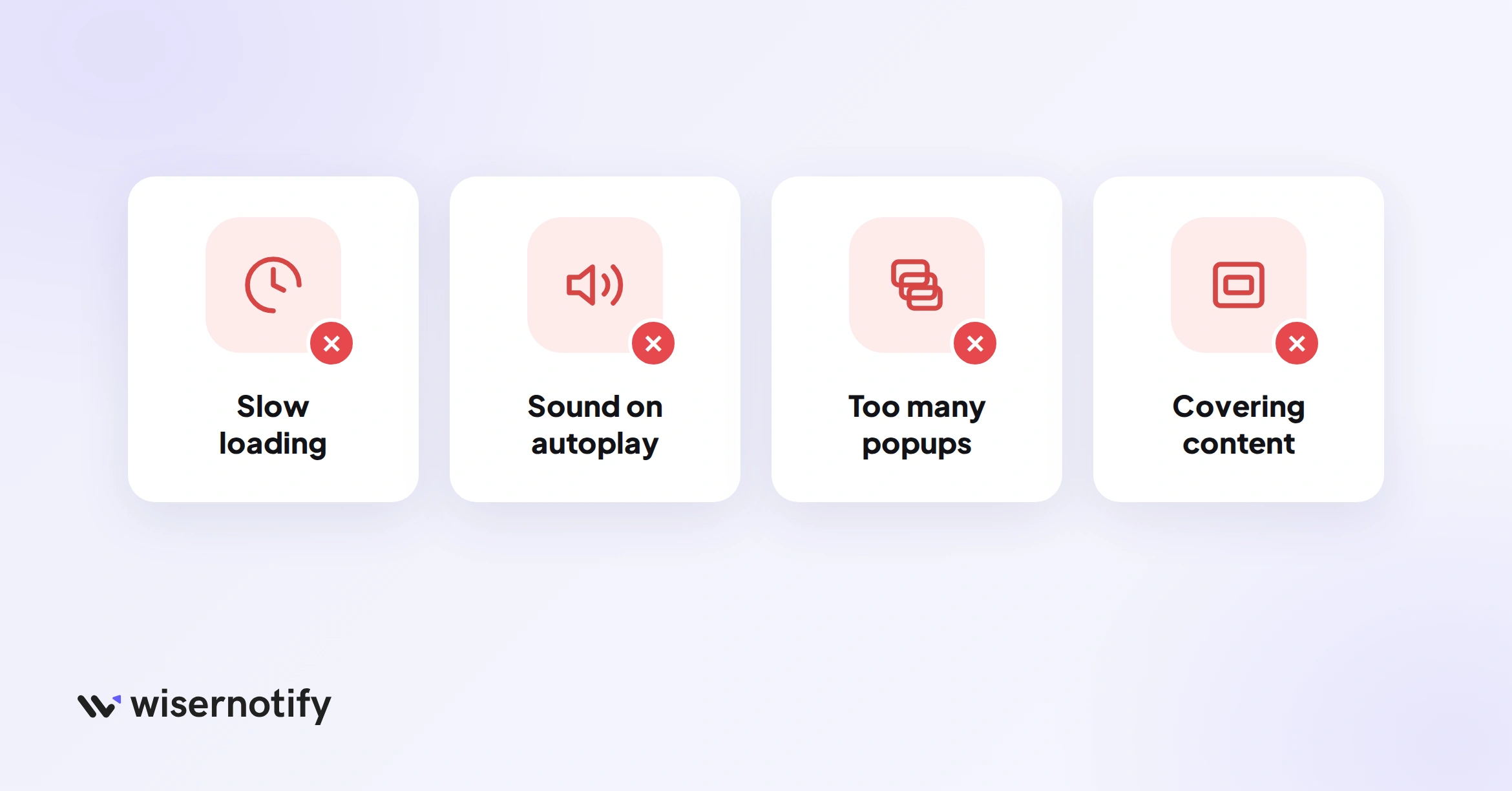 Video popup mistakes: slow loading, sound on autoplay, too many popups, covering content