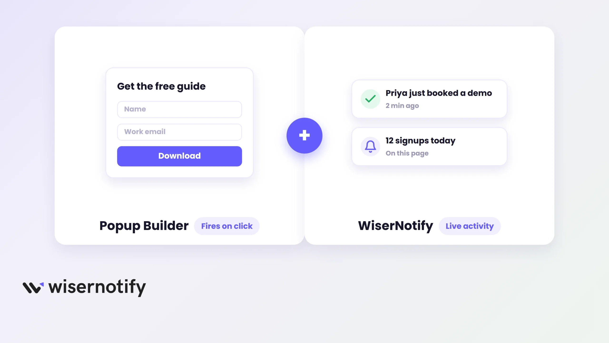 Instapage Popup Builder vs WiserNotify live activity popups