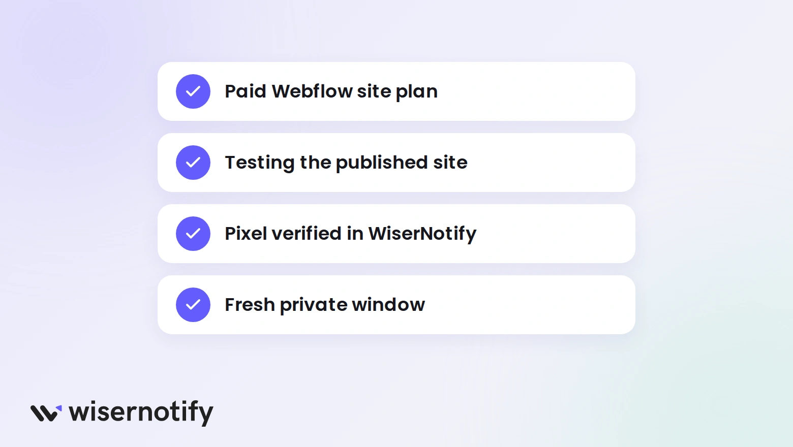 Webflow exit popup troubleshooting checklist: paid site plan, published site, pixel verified, private window