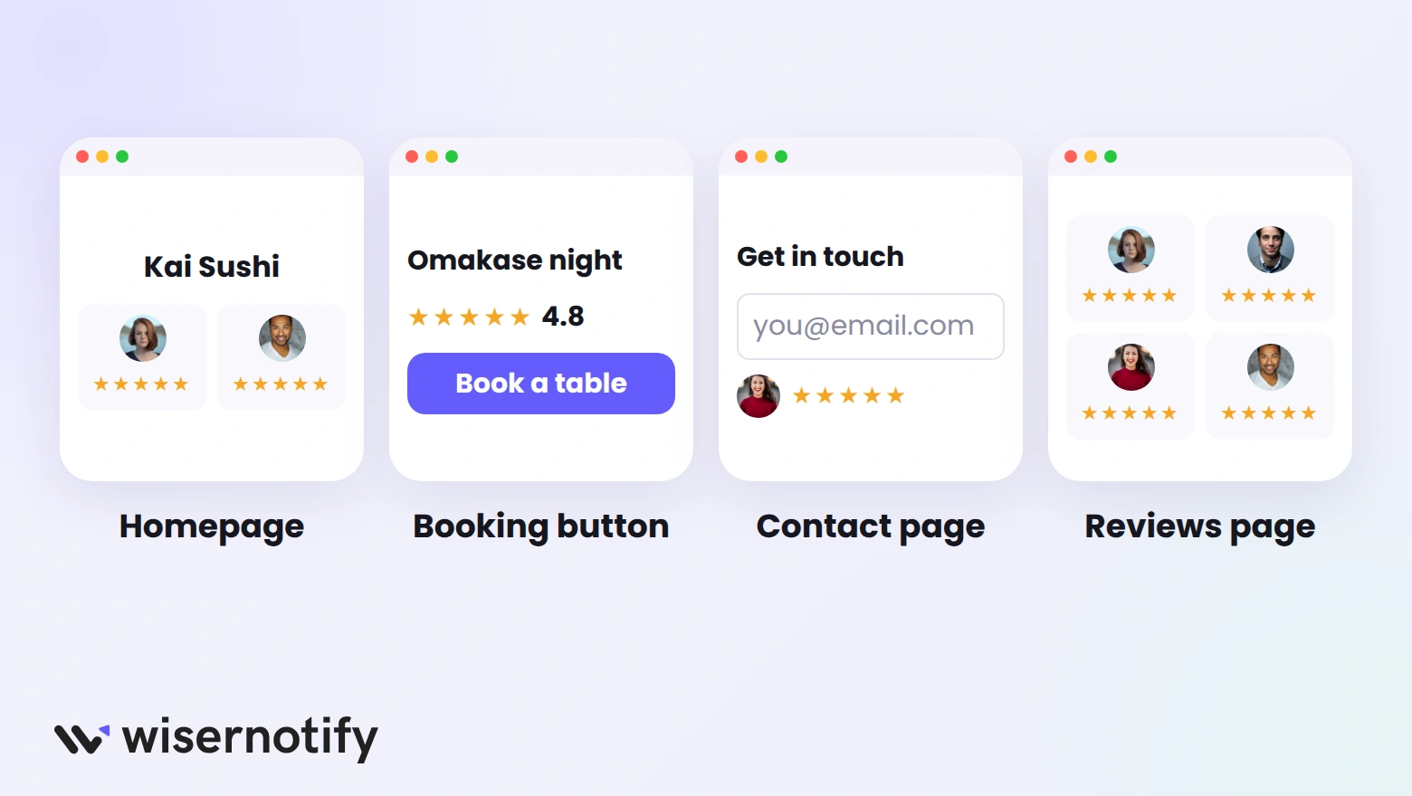 Where to show Google reviews on Weebly: homepage, next to a booking button, contact page, and a reviews page