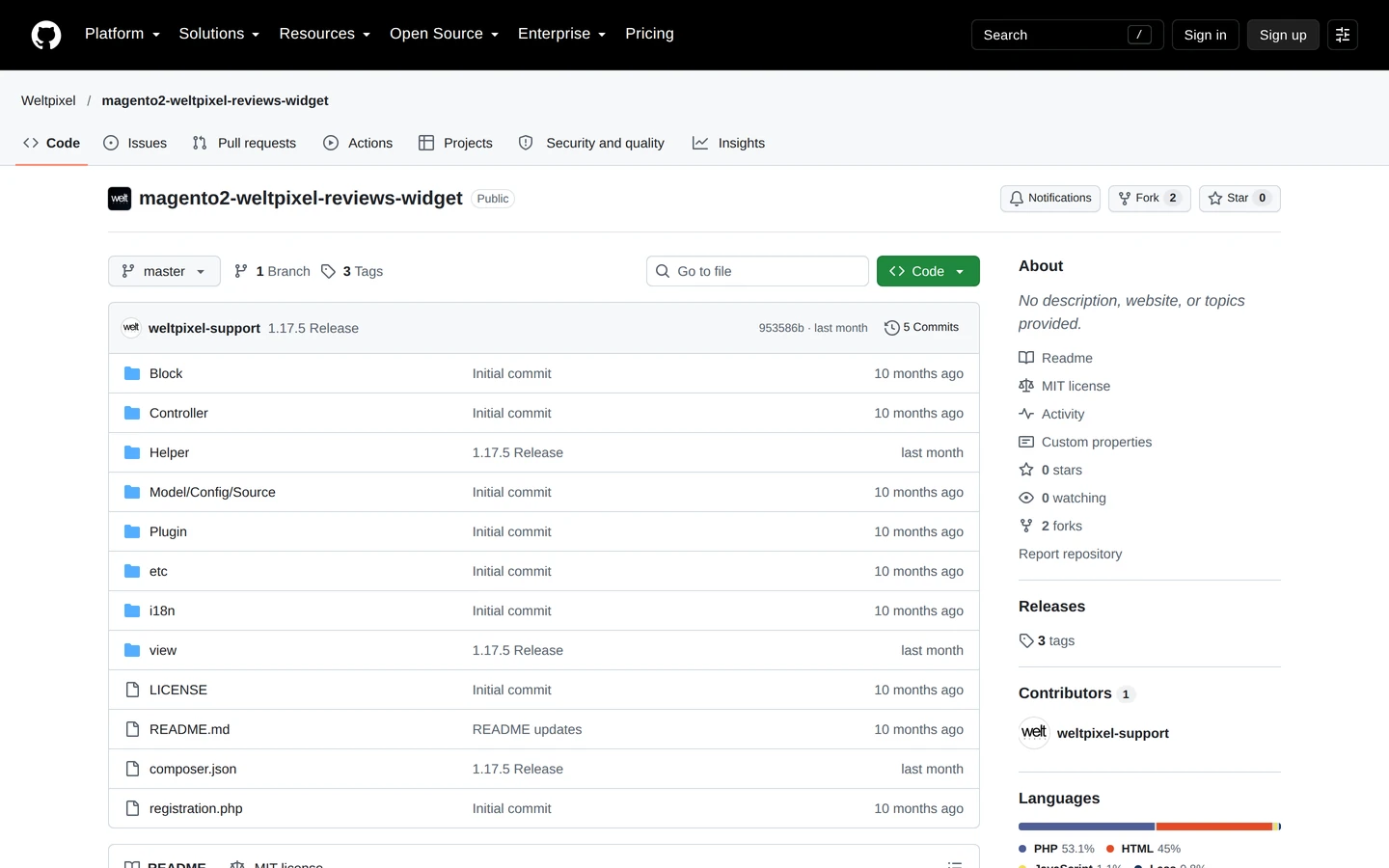 WeltPixel reviews widget repository on GitHub