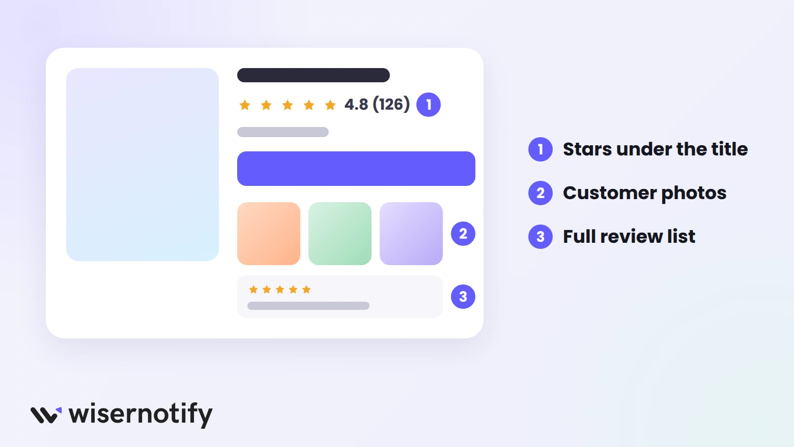 Where to show reviews on a Shopify product page: stars under the title, customer photos, and the full review list