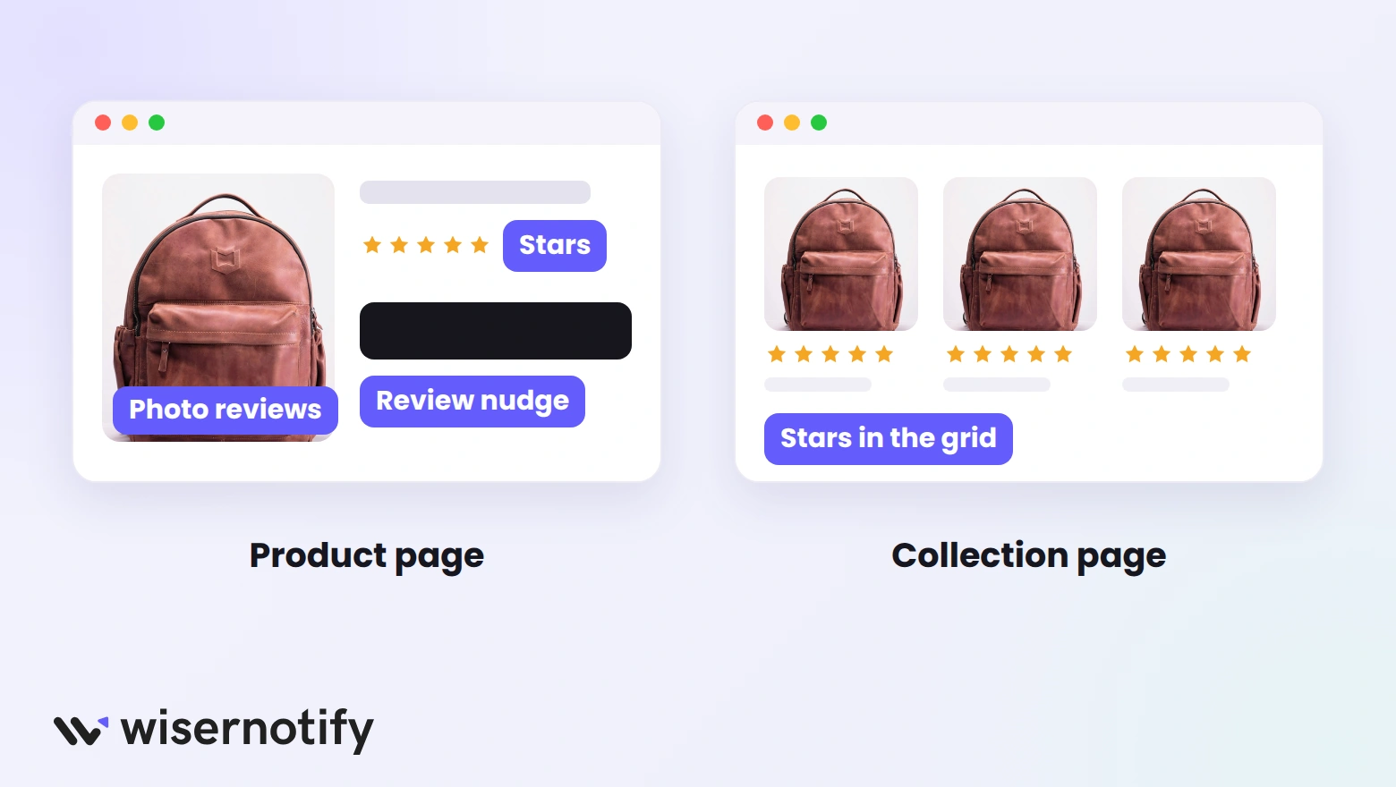 Where to show reviews on WooCommerce: stars, a review nudge, and photo reviews on the product page, and stars in the collection grid