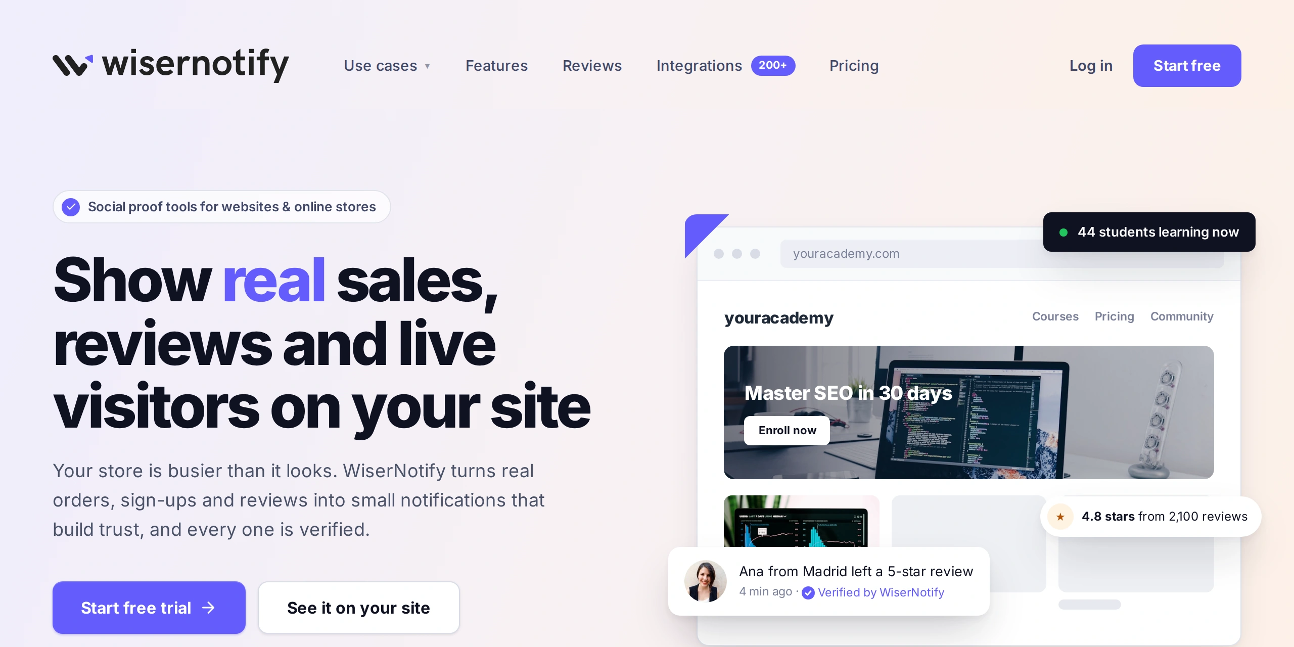 WiserNotify homepage