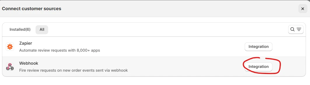 WiserReview customer sources with Zapier and Webhook integrations