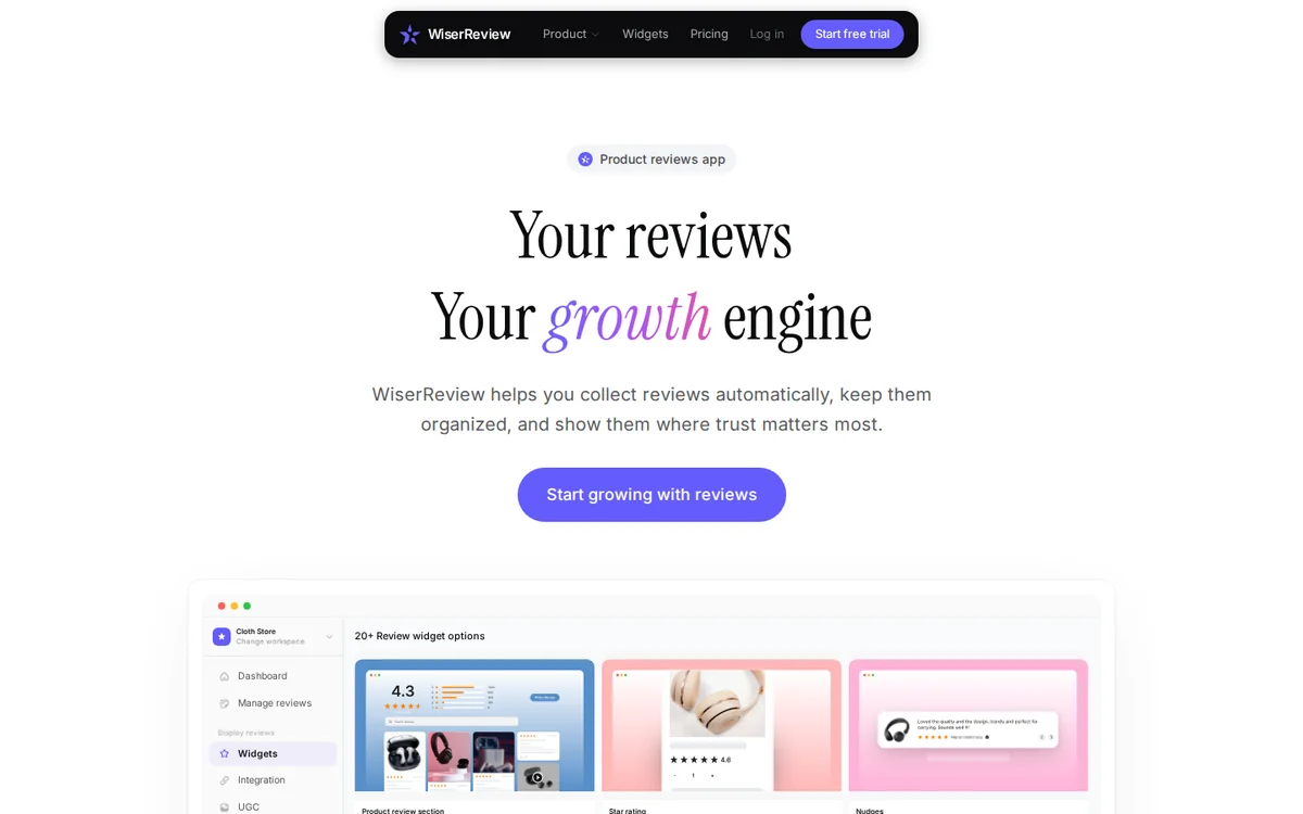 WiserReview homepage