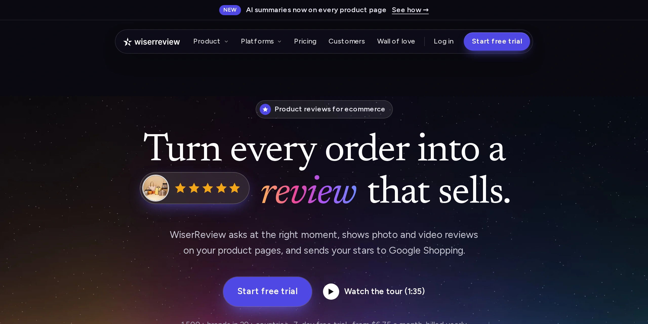 WiserReview homepage