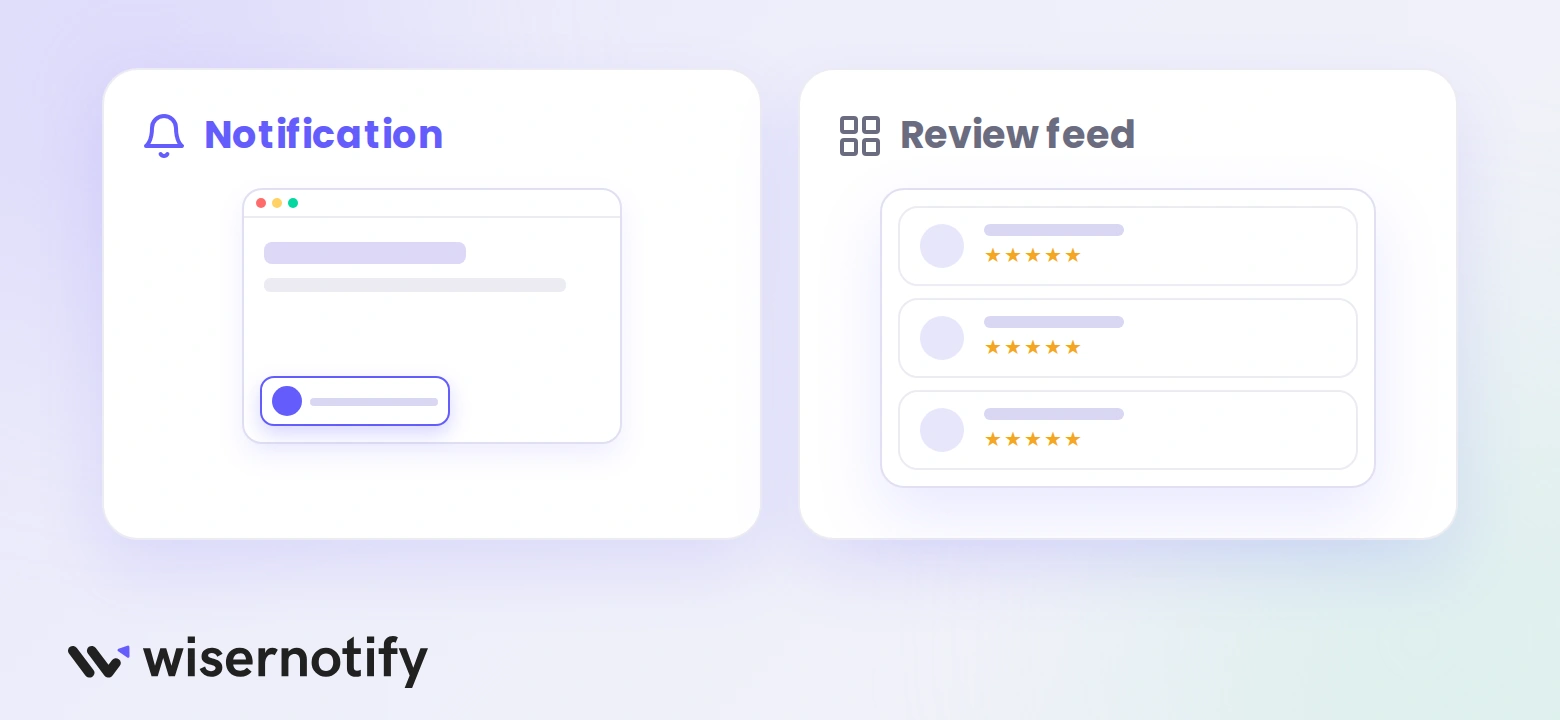 A review notification popup on a page next to a review feed listing several Yelp reviews